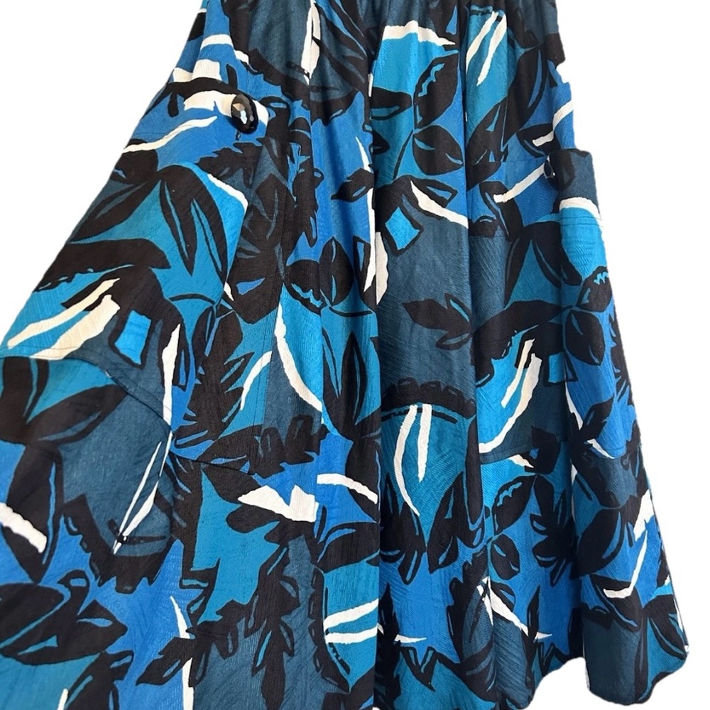 Vintage Mario Forte Skirt Womens Blue Multi Big Square Pockets Midi Size 6 - Picture 2 of 8